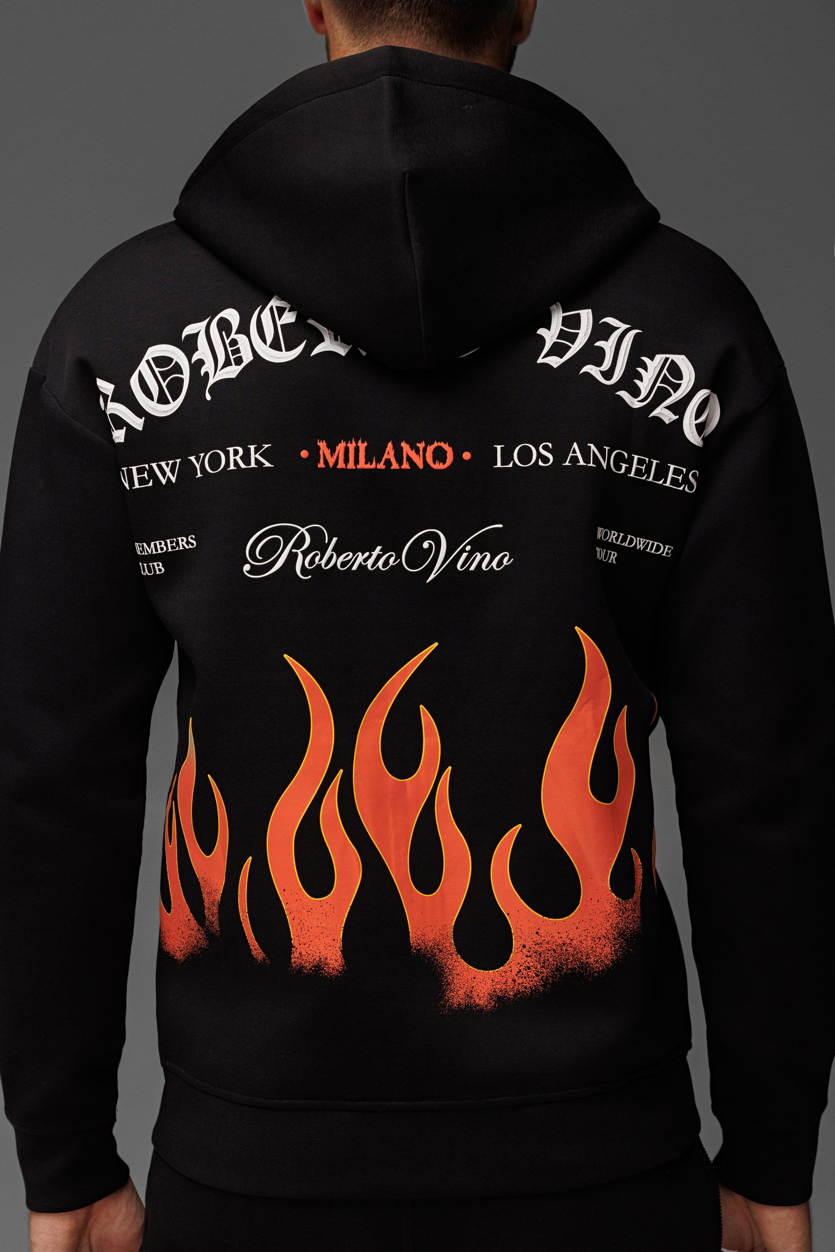 Flame Full Zip Hoodie Black