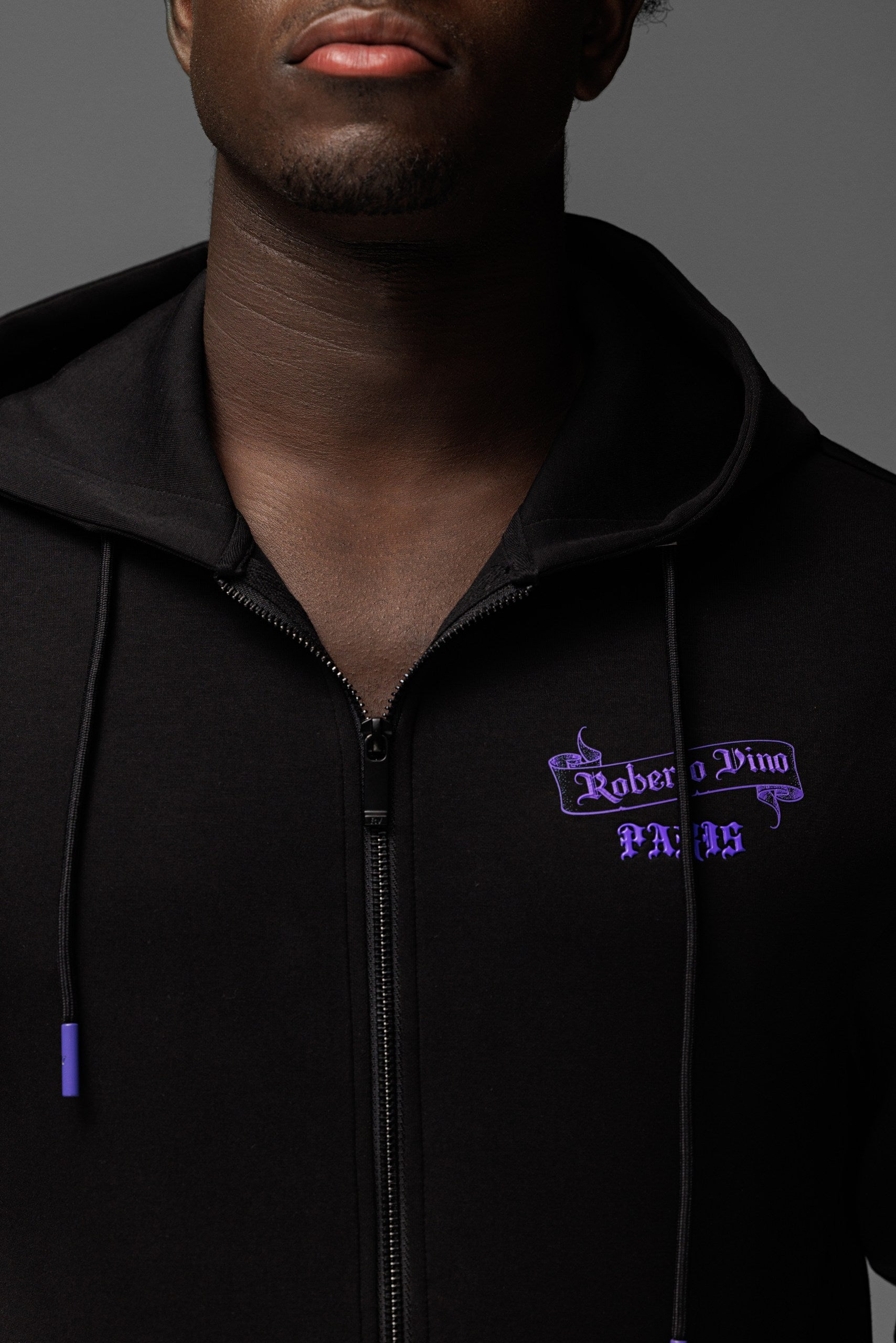 Paris Full Zip Hoodie Black-Purple