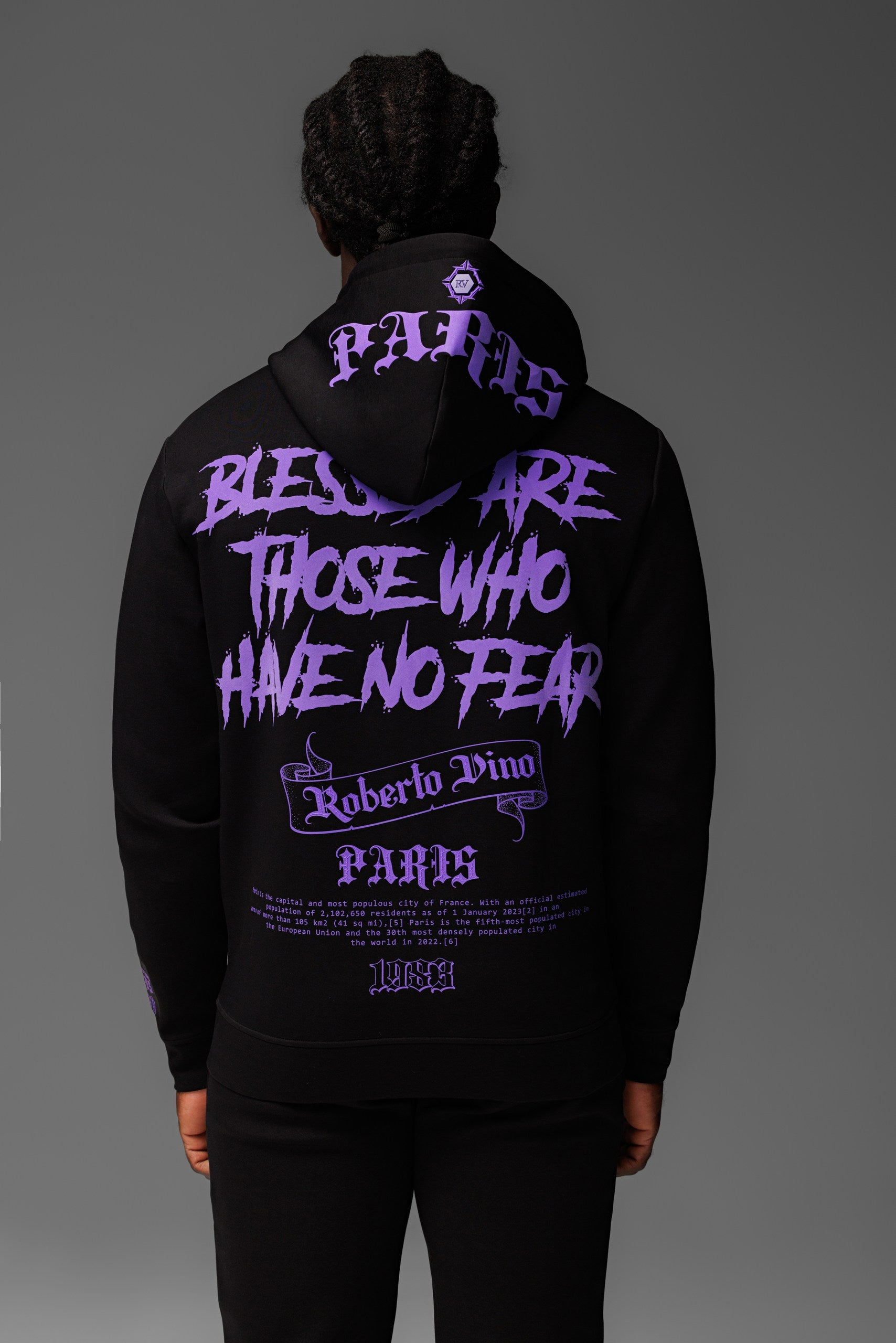 Paris Full Zip Hoodie Black-Purple