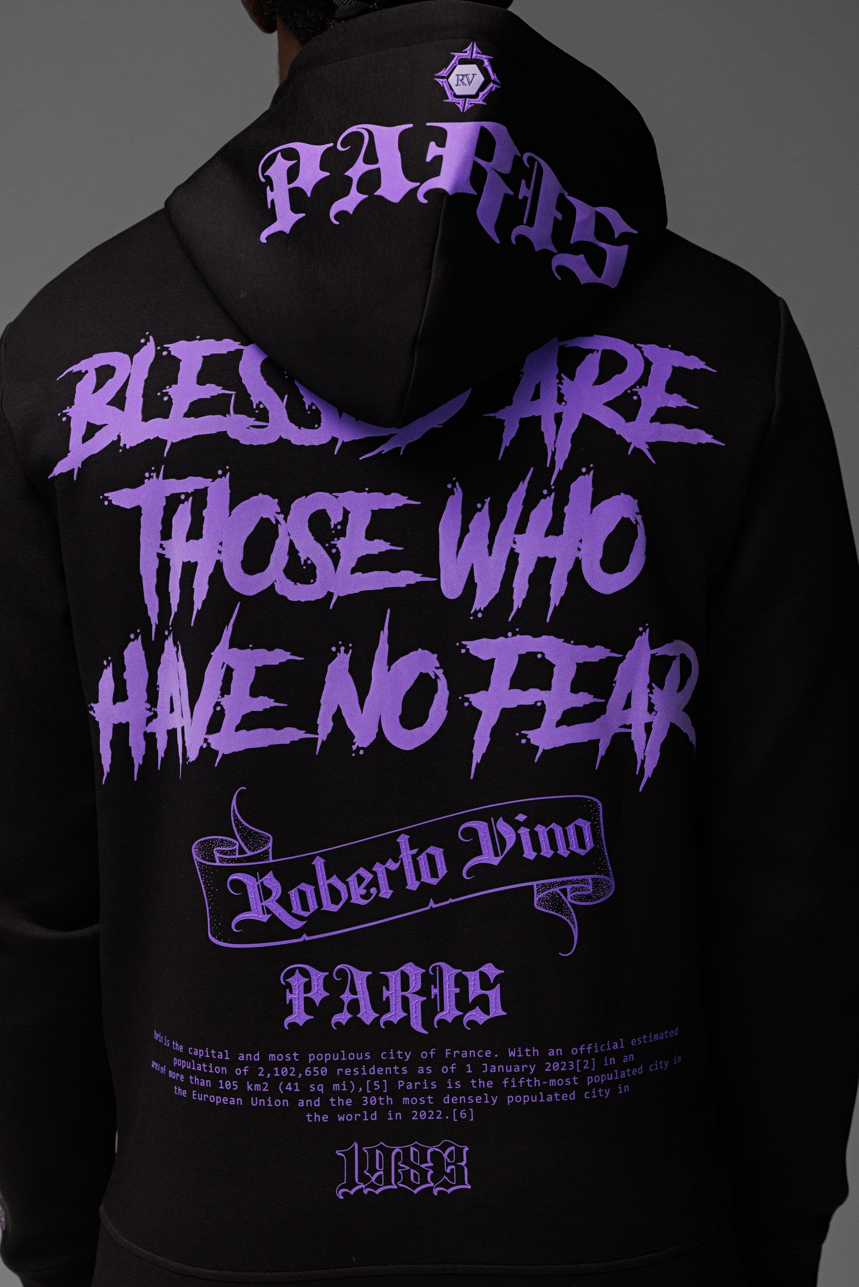 Paris Full Zip Hoodie Black Purple