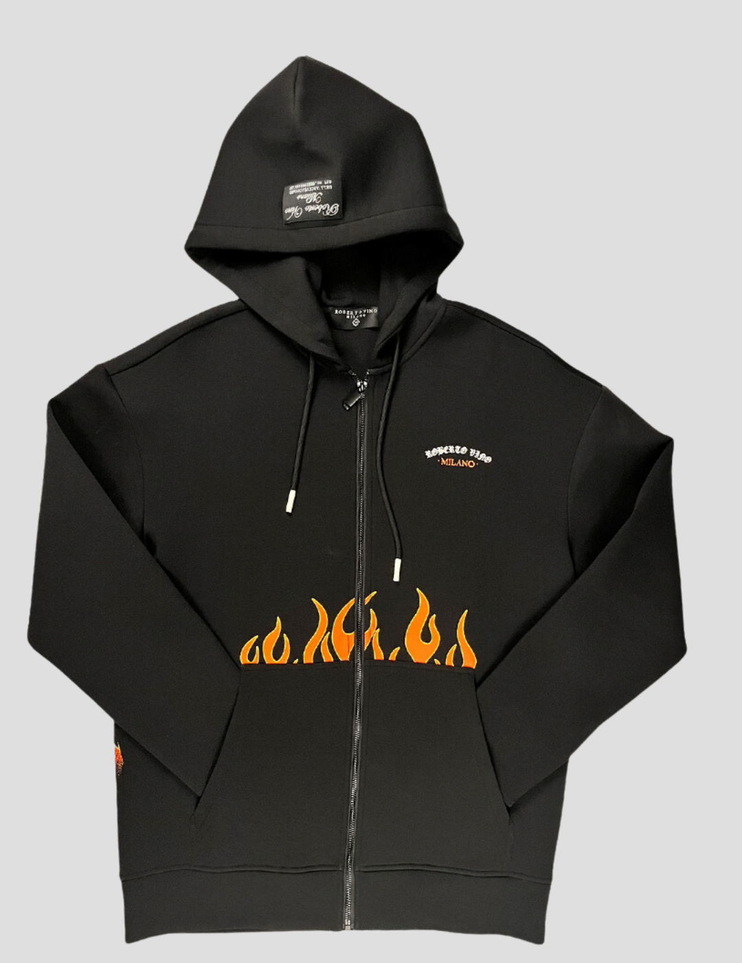 Flame Full Zip Hoodie Black