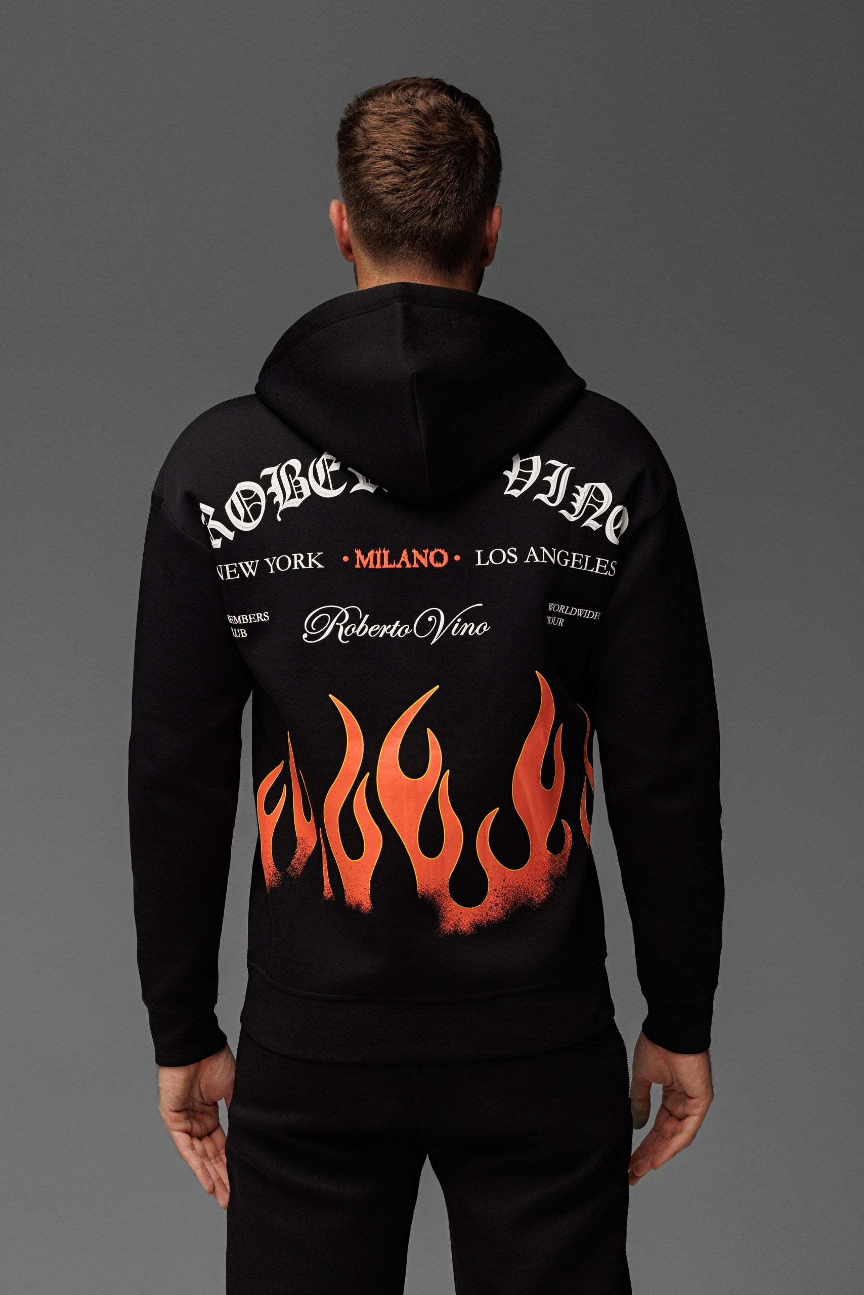 Flame Full Zip Hoodie Black