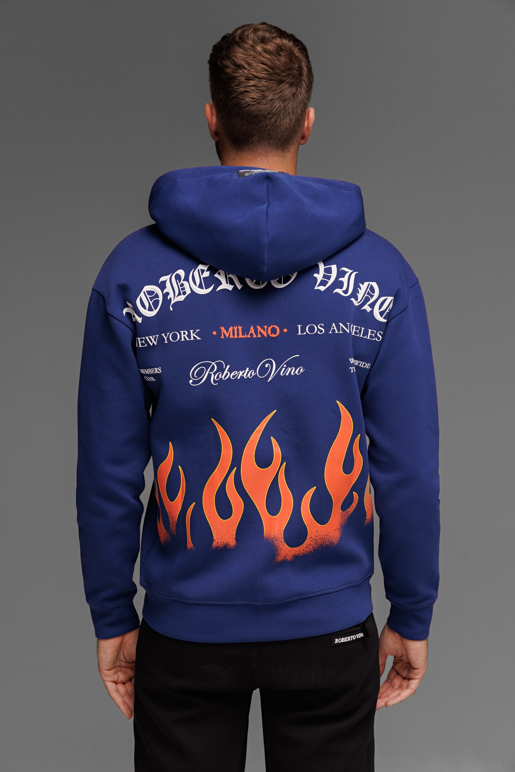 Flame Full Zip Hoodie Navy