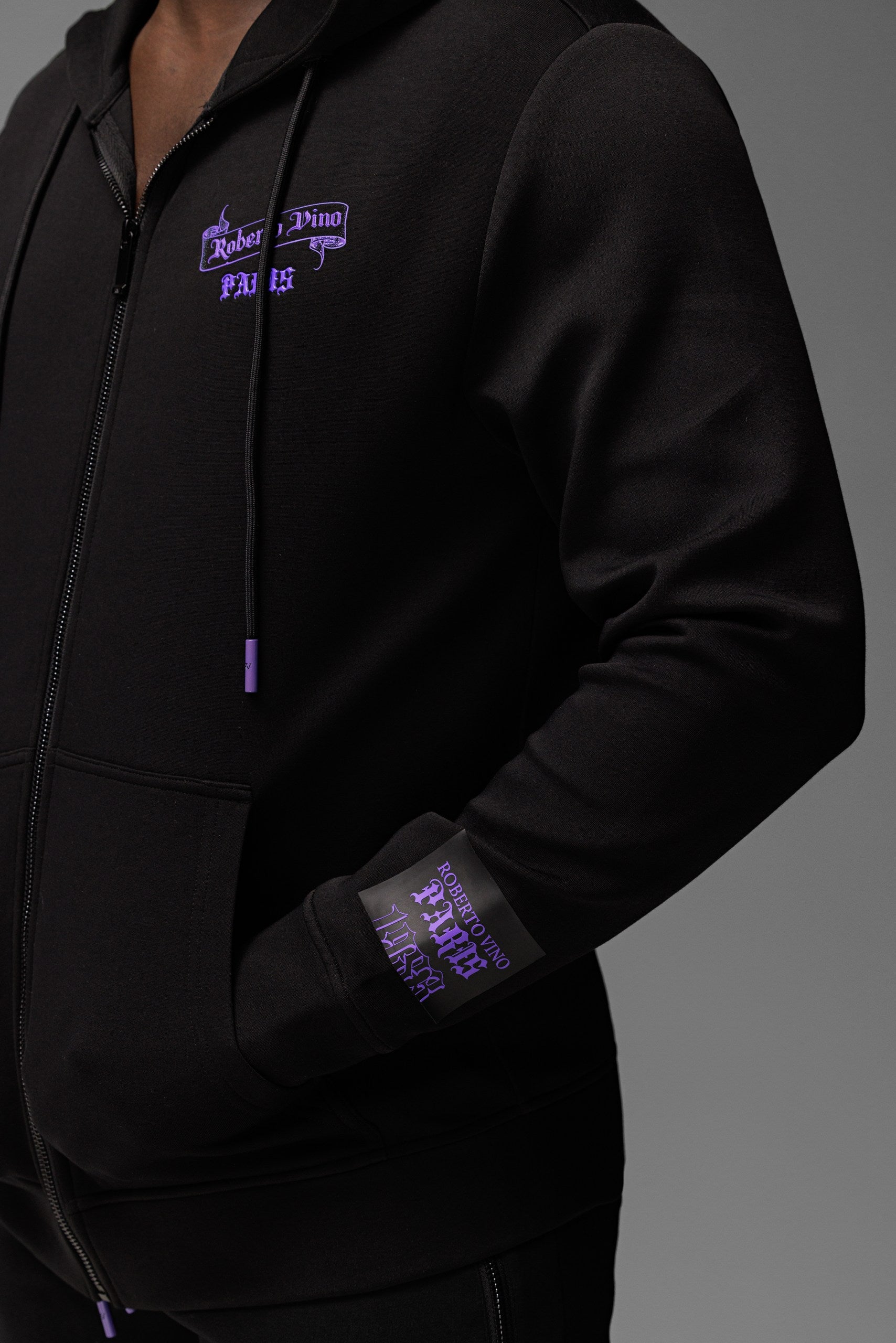 Paris Full Zip Hoodie Black-Purple