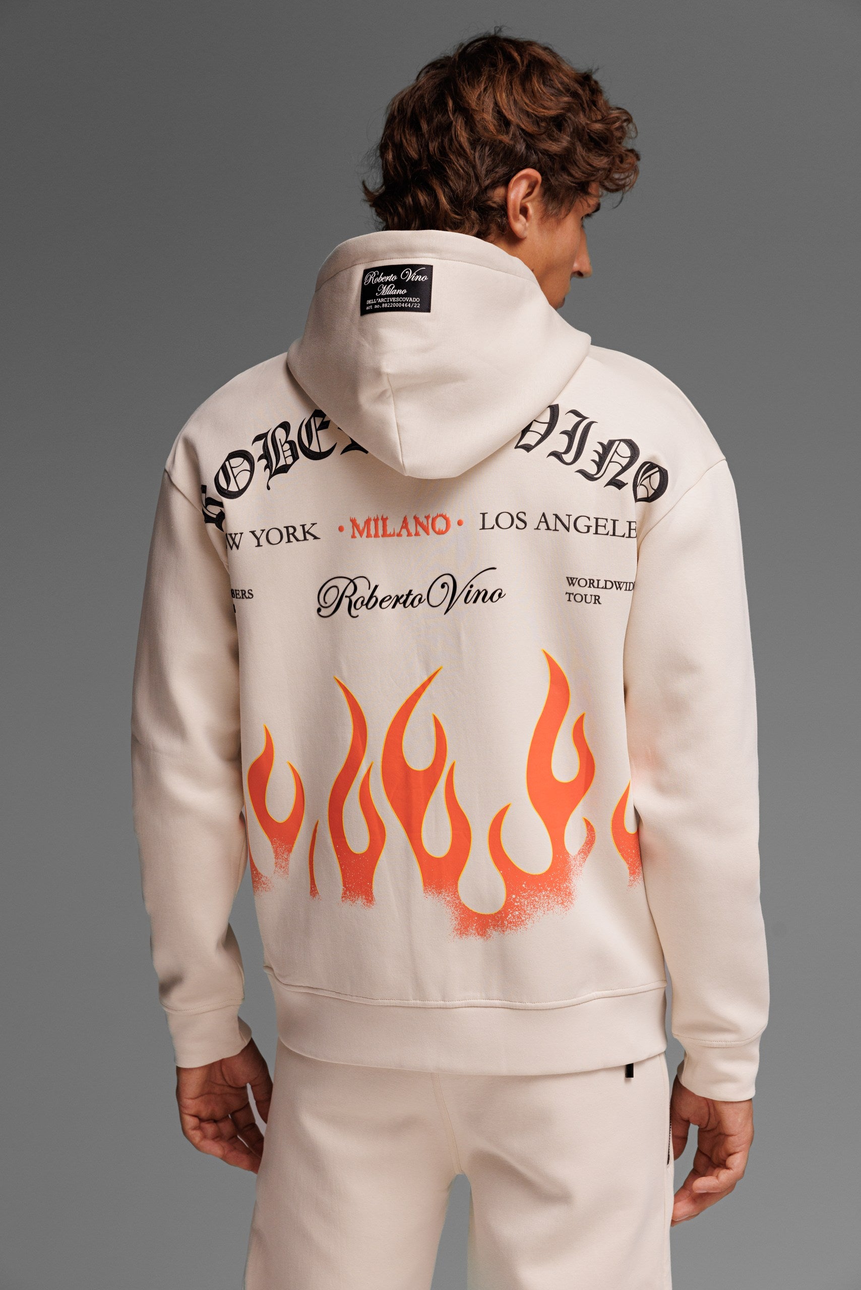 Flame Full Zip Hoodie Beige